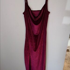 Burgundy Velvet Cowl Neck Slip Dress
